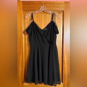 Lulu's Black Lace Trim Mini Dress